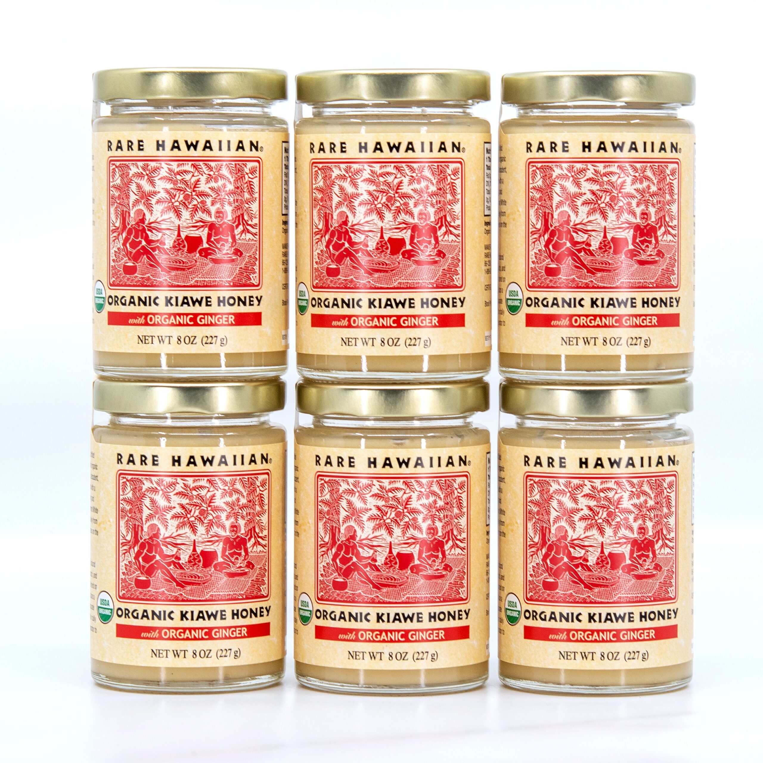 Organic Kiawe Honey with Ginger 8oz (6 pack) - Rare Hawaiian