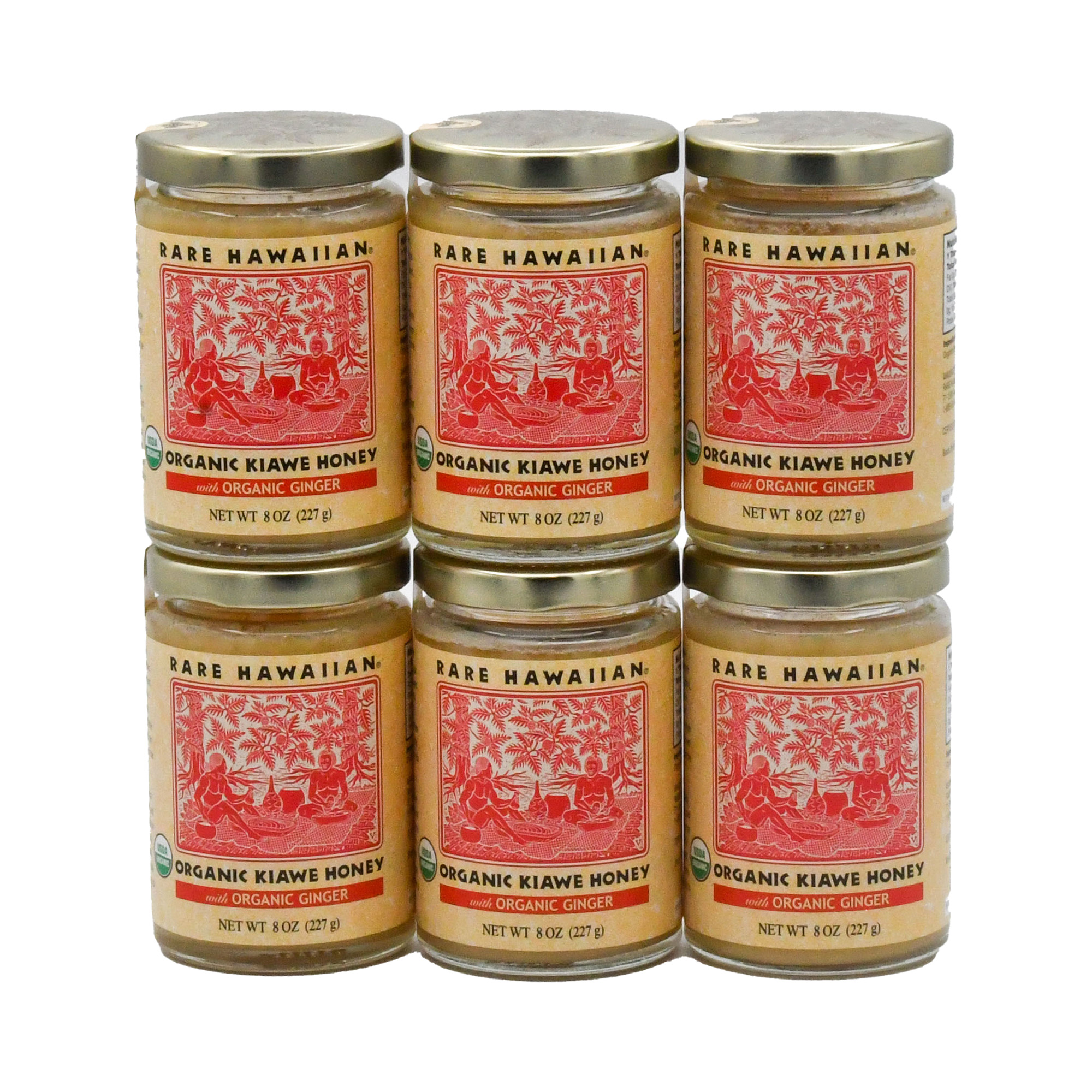Organic Kiawe Honey with Ginger 8oz (6 pack) - Rare Hawaiian